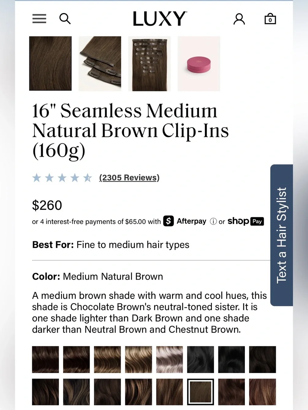 NEW & UNUSED LUXY Hair Seamless Clip-In Extensions — Medium Natural Brown